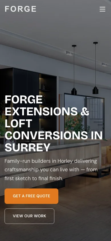 Matching Forge website preview on mobile