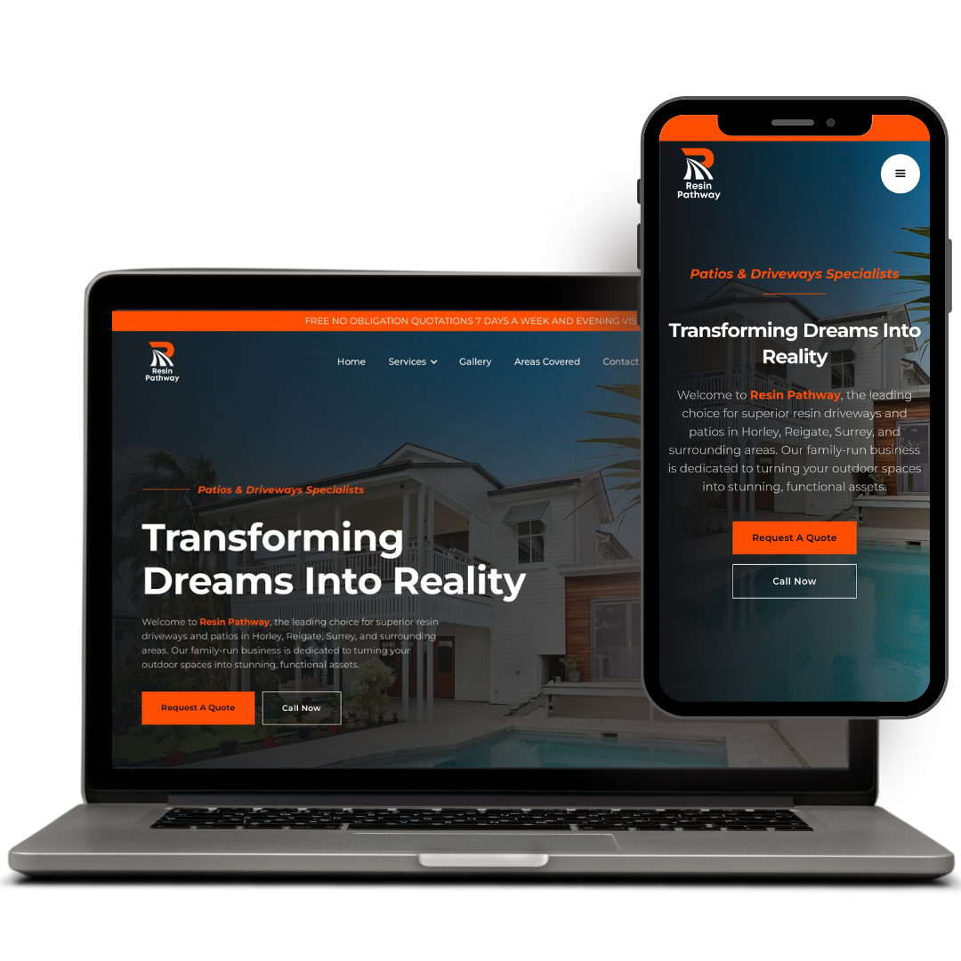 A preview of a customised trades business website
